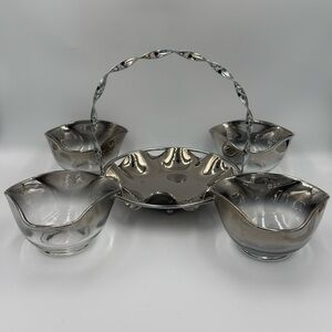 Vintage MCM Silver Fade, 6 Piece Tid Bit/Snack Set